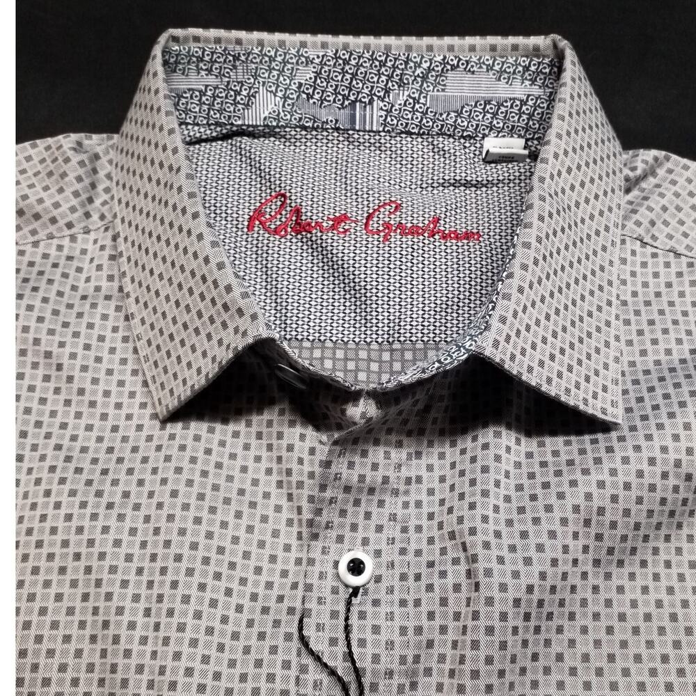 Robert Graham L Clover Ridge Navy Micro-Pattern Shirt NWT $198